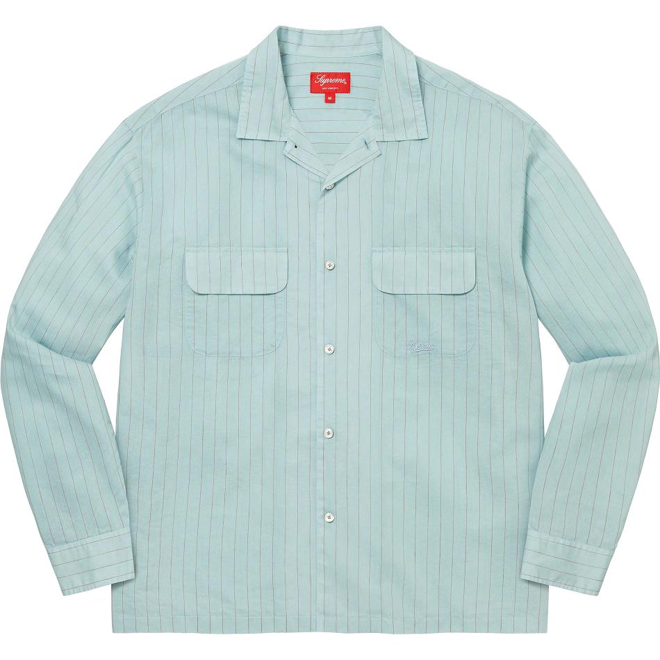 Camisas Supreme Pinstripe Linen Azuis | PT218BC