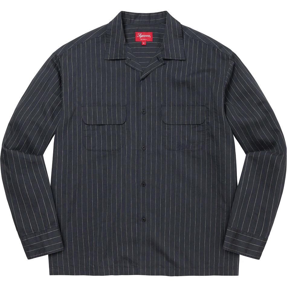 Camisas Supreme Pinstripe Linen Azul Marinho | PT219NB