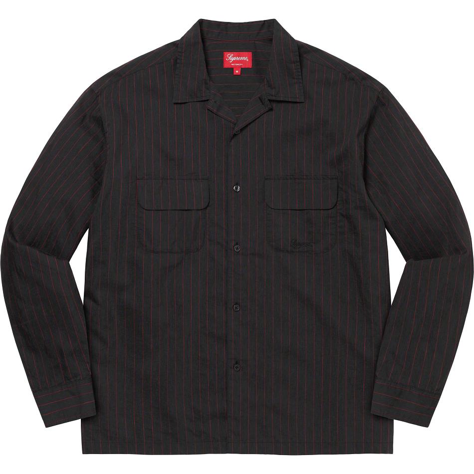 Camisas Supreme Pinstripe Linen Pretas | PT217VD