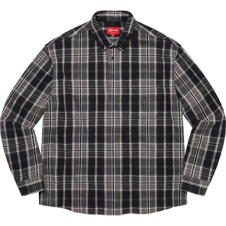 Camisas Supreme Pullover Plaid Flannel Pretas | PT212KI