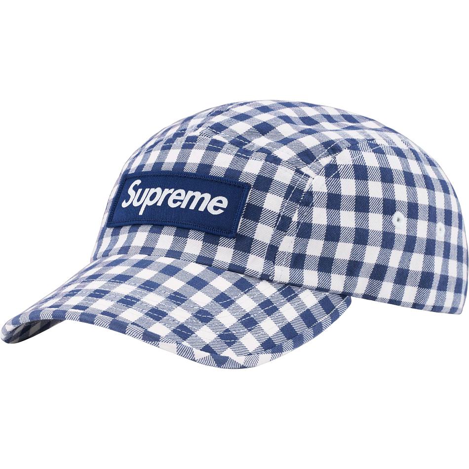 Chapeus Supreme Gingham Camp Cap Azuis | PT476CE