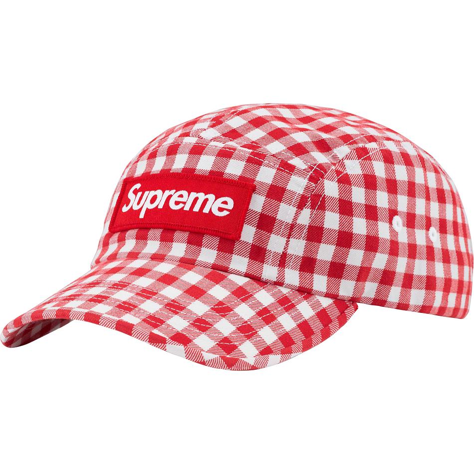 Chapeus Supreme Gingham Camp Cap Vermelhas | PT477VD