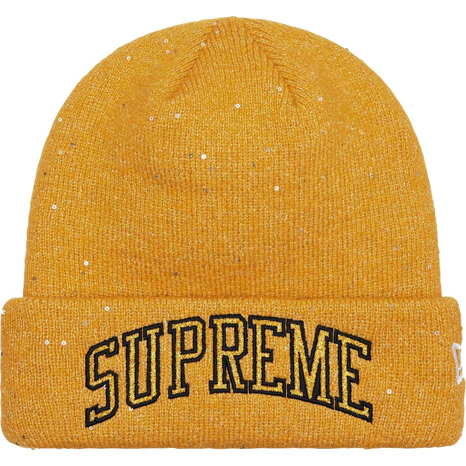 Chapeus Supreme New Era® Metallic Arc Beanie Douradas | PT444HK