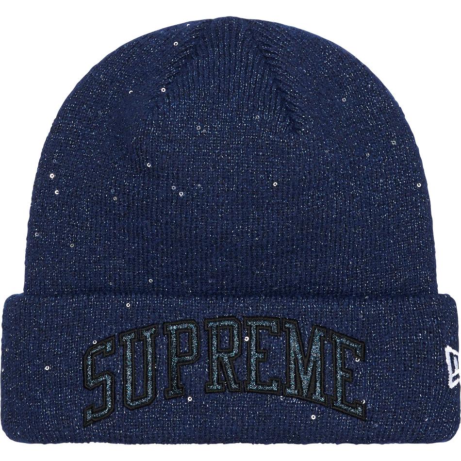 Chapeus Supreme New Era® Metallic Arc Beanie Azul Marinho | PT446KI