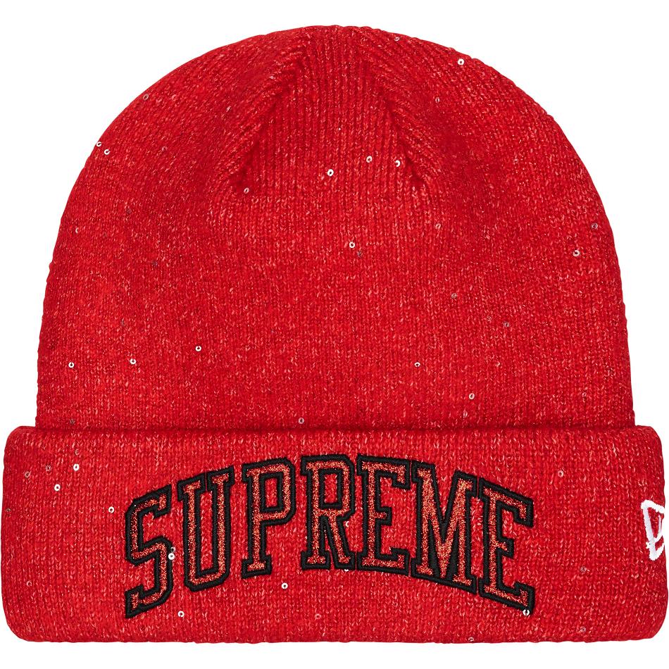 Chapeus Supreme New Era® Metallic Arc Beanie Vermelhas | PT447LH