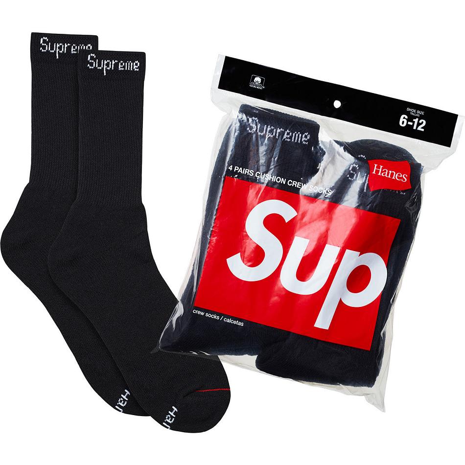 Meias Supreme Hanes® Crew Socks (4 Pack) Pretas | PT486YU