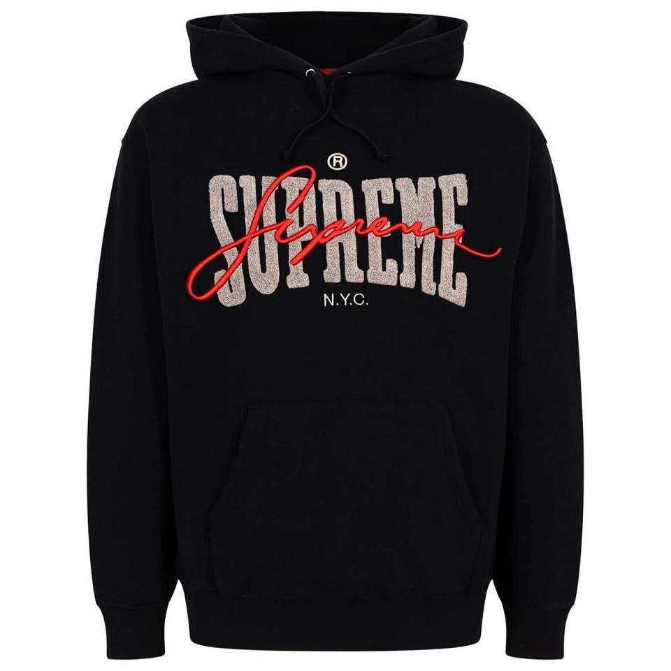 Moletom Com Capuz Supreme Embroide Chenilles Pretas | PT108KI