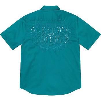 Camisas Supreme Croc Patch S/S Trabalho Aqua | PT206SO