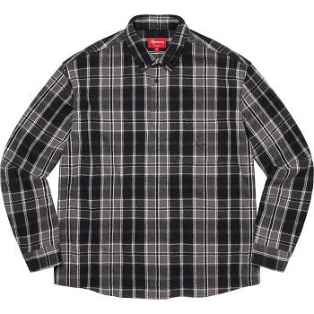 Camisas Supreme Pullover Plaid Flannel Pretas | PT212KI