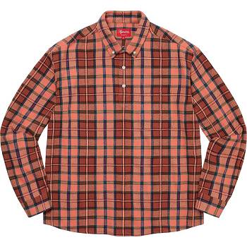 Camisas Supreme Pullover Plaid Flannel Rosa | PT213LH