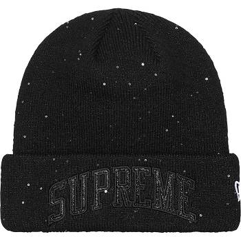 Chapeus Supreme New Era® Metallic Arc Beanie Pretas | PT445JJ