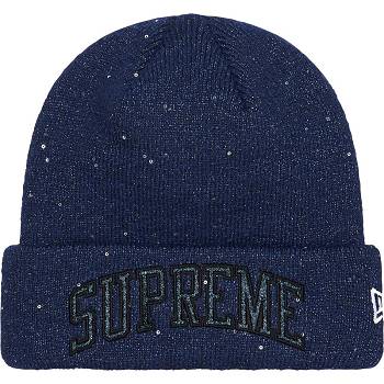 Chapeus Supreme New Era® Metallic Arc Beanie Azul Marinho | PT446KI