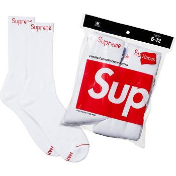 Meias Supreme Hanes® Crew Socks (4 Pack) Branco | PT487UT