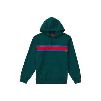 Moletons Supreme Chest Stripe Logo Encapuzado Verdes | PT321VD